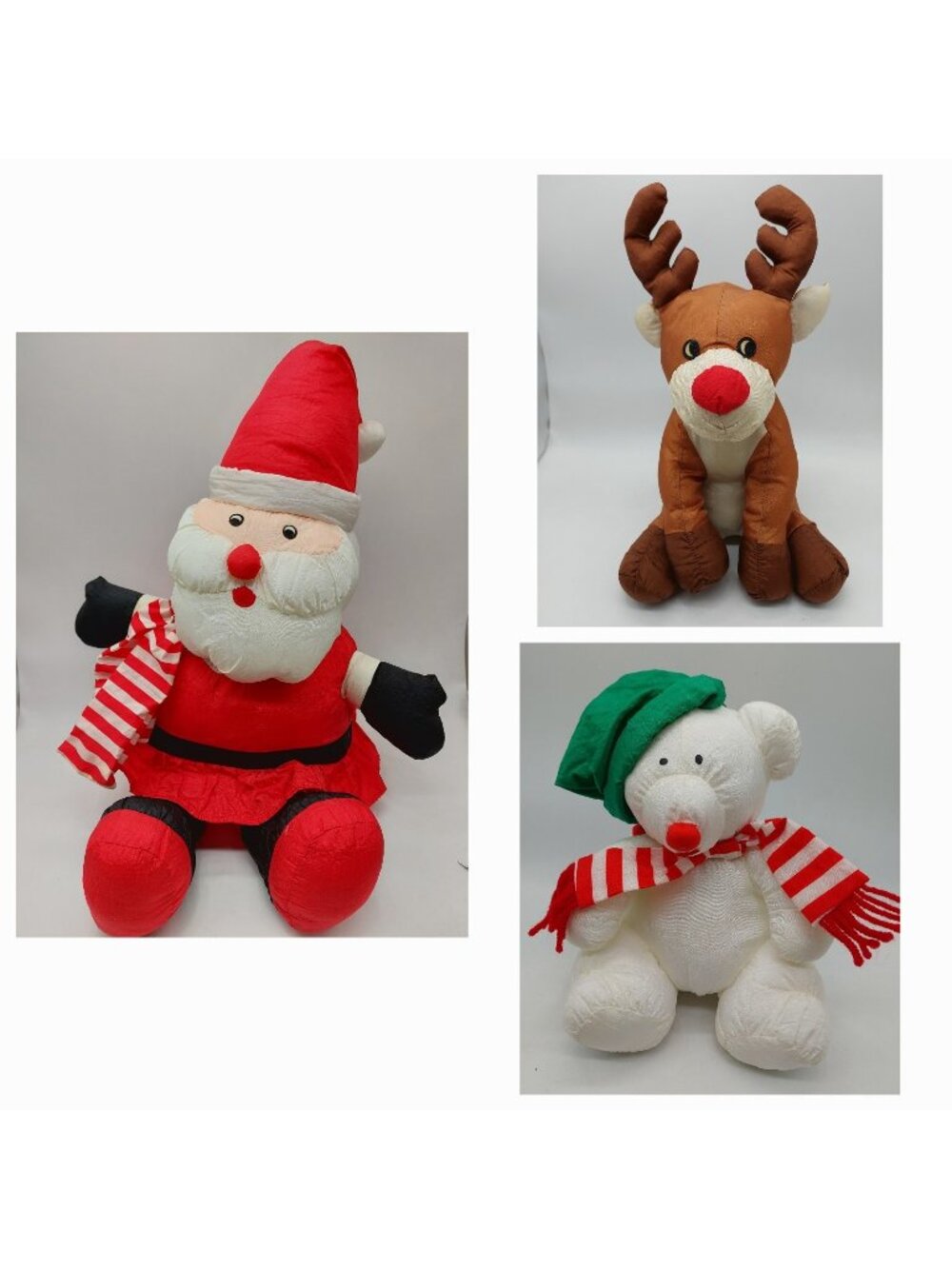 Santa Claus Snowman Reindeer Christmas Stuffed Animal Nylon Various Brands